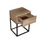 Szafka nocna do sypialni w stylu loft, metalowa konstrukcja i lite drewno - MARIPOSA
