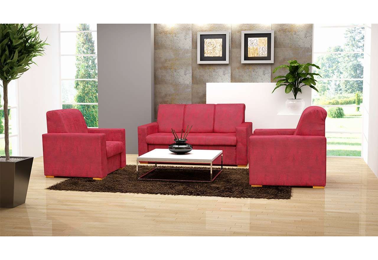 Nowoczesna sofa 3 osobowa do salonu i pokoju młodzieżowego EREMO czerwona rozkładana
