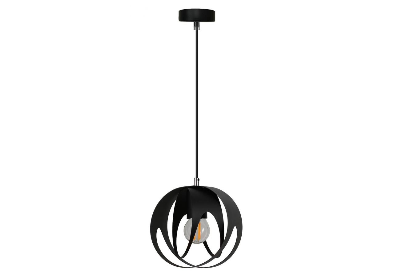 Pojedyńcz czarna lampawisząca MISTRA z designerskim metalowym kloszem