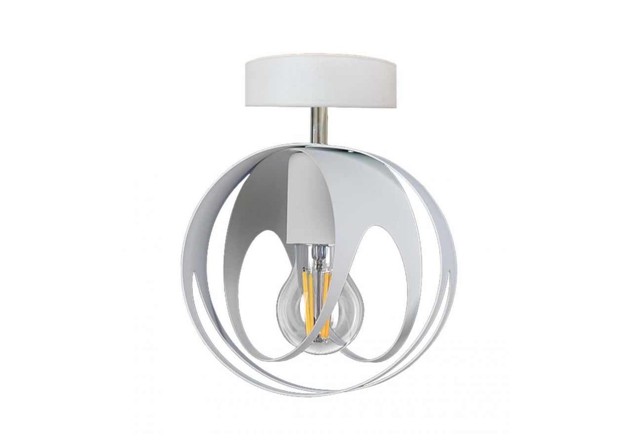 Nowoczesna lampa wisząca REVA z okrągłą podstawą i białym metalowym kloszem