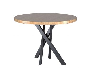Stół okrągły, drewniany na metalowych nogach, do salonu i jadalni w stylu loftowym - EVE