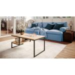 Drewniany stolik kawowy na metalowych nogach, z dodatkową półką, do salonu - EISEN