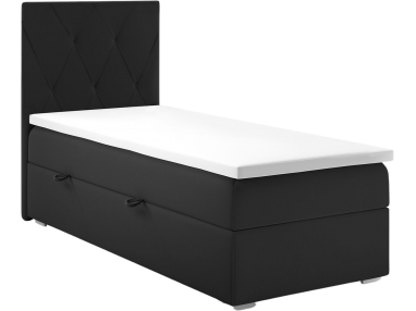 Pojedyncze hotelowe łóżko kontynentalne z materacem i topperem - DAVES 80x200 czarny