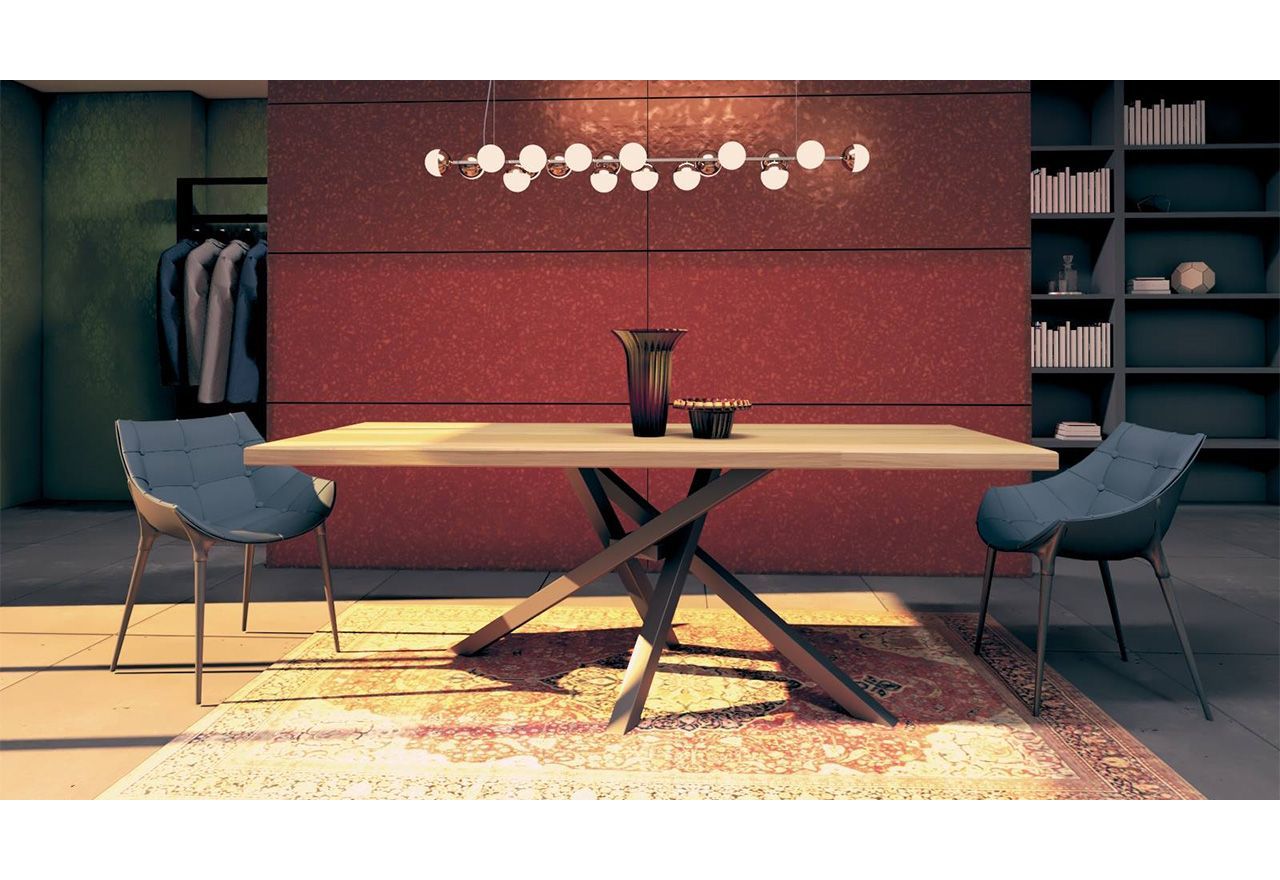 Elegancki, nierozkładany stół prostokątny 160 cm w stylu loft, drewniany na metalowych nogach - KAI