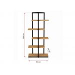 Praktyczny, metalowy regał na książki z półkami z litego drewna, do salonu lub sypialni - TIKALA