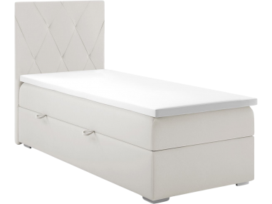 Hotelowe jednoosobowe łóżko kontynentalne z topperem i materacem - DAVES 90x200 kremowe