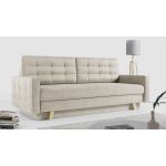 Rozkładana sofa skandynawska 3-osobowa, z pojemnikiem na pościel do salonu, beżowa – FRIGA