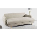 Rozkładana sofa skandynawska 3-osobowa, z pojemnikiem na pościel do salonu, beżowa – FRIGA