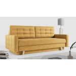 Rozkładana sofa skandynawska 3-osobowa, z pojemnikiem na pościel do salonu, beżowa – FRIGA