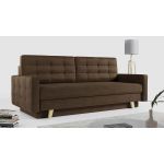 Rozkładana sofa skandynawska 3-osobowa, z pojemnikiem na pościel do salonu, beżowa – FRIGA