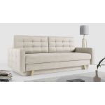 Rozkładana sofa skandynawska 3-osobowa, z pojemnikiem na pościel do salonu, beżowa – FRIGA