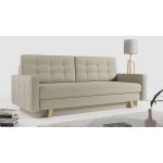 Rozkładana sofa skandynawska 3-osobowa, z pojemnikiem na pościel do salonu, beżowa – FRIGA