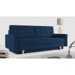 Rozkładana sofa skandynawska 3-osobowa, z pojemnikiem na pościel do salonu, beżowa – FRIGA