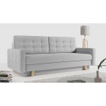 Rozkładana sofa skandynawska 3-osobowa, z pojemnikiem na pościel do salonu, beżowa – FRIGA