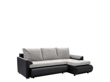 Narożna kanapa z funkcją spania do małego salonu - MARIO czarna ecoskóra