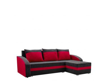 Czerwony narożnik z luźnymi poduszkami i funkcją spania do salonu - VIDAL