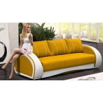 Piękna żółta sofa wypoczynkowa na sprężynach CORDOBA z białymi wstawkami z ecoskóry