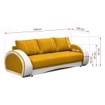 Piękna żółta sofa wypoczynkowa na sprężynach CORDOBA z białymi wstawkami z ecoskóry