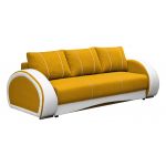 Piękna żółta sofa wypoczynkowa na sprężynach CORDOBA z białymi wstawkami z ecoskóry