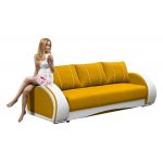 Piękna żółta sofa wypoczynkowa na sprężynach CORDOBA z białymi wstawkami z ecoskóry