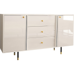 Elegancka komoda 160 cm z szufladami, metalowymi nóżkami, w białym połysku do salonu lub sypialni - AMARE 2