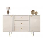 Elegancka komoda 160 cm z szufladami, metalowymi nóżkami, w białym połysku do salonu lub sypialni - AMARE 2