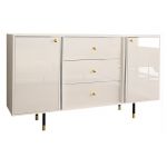 Elegancka komoda 160 cm z szufladami, metalowymi nóżkami, w białym połysku do salonu lub sypialni - AMARE 2