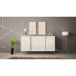 Elegancka komoda 160 cm z szufladami, metalowymi nóżkami, w białym połysku do salonu lub sypialni - AMARE 2