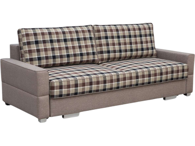 Piękna brązowa kanapa wypoczynkowa z funkcją spania SALAMINA z siedziskiem i oparciem w kratę