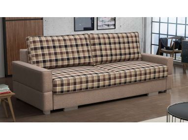Piękna brązowa kanapa wypoczynkowa z funkcją spania SALAMINA z siedziskiem i oparciem w kratę
