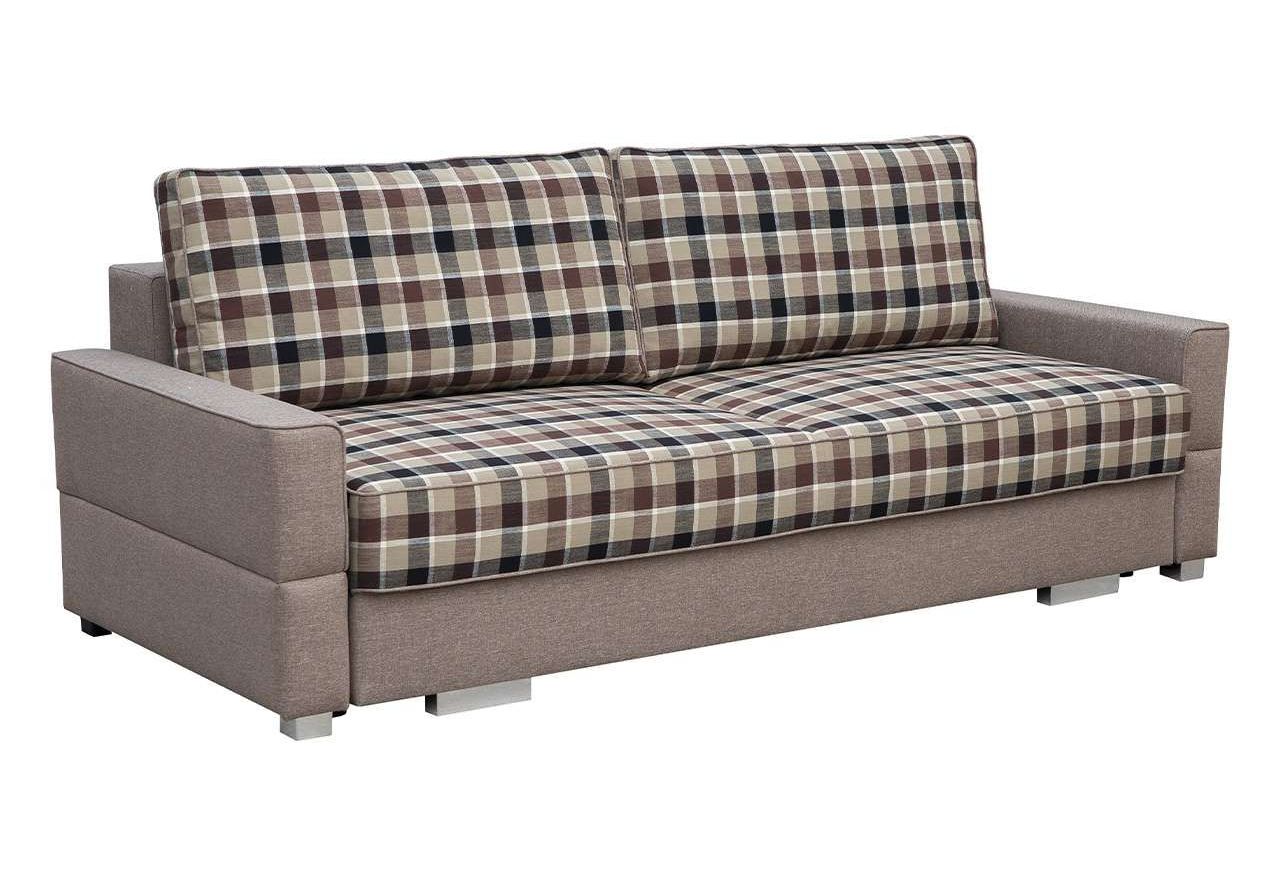Piękna brązowa kanapa wypoczynkowa z funkcją spania SALAMINA z siedziskiem i oparciem w kratę