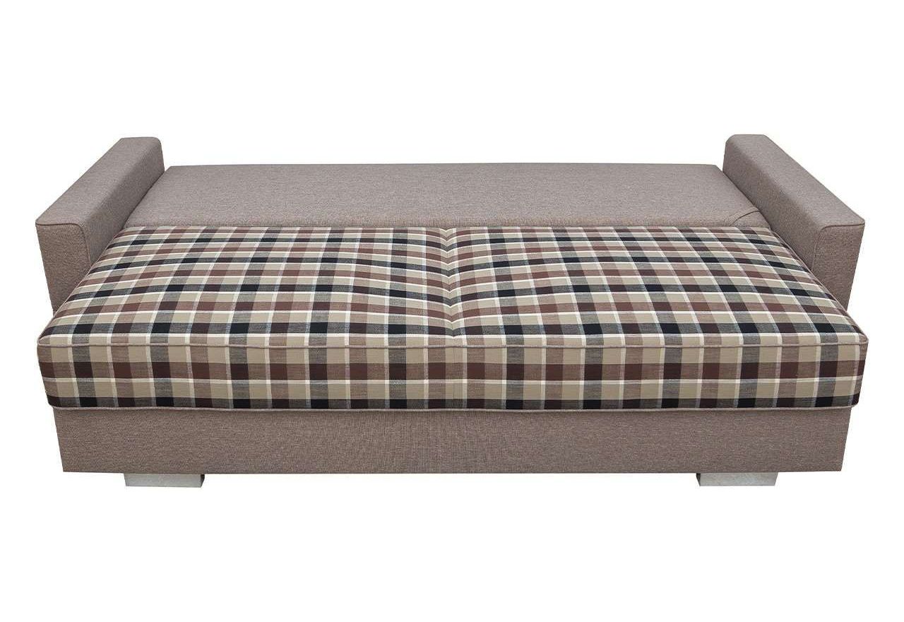Piękna brązowa kanapa wypoczynkowa z funkcją spania SALAMINA z siedziskiem i oparciem w kratę