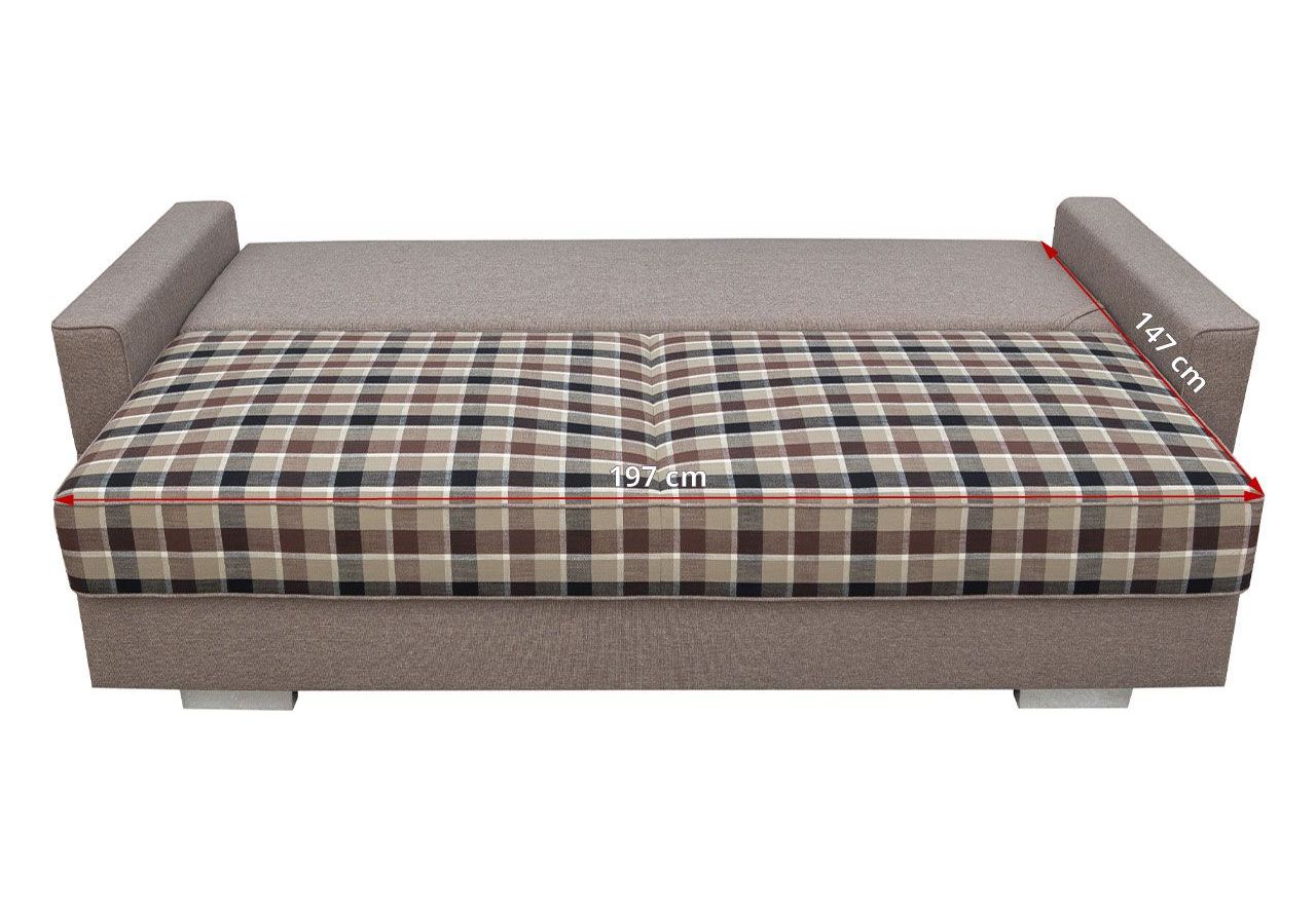 Piękna brązowa kanapa wypoczynkowa z funkcją spania SALAMINA z siedziskiem i oparciem w kratę