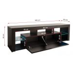 Szafka RTV pod telewizor 160 cm, komoda z barkiem i oświetleniem LED do salonu - REINER 2