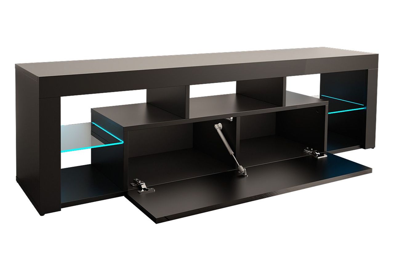 Szafka RTV pod telewizor 160 cm, komoda z barkiem i oświetleniem LED do salonu - REINER 2