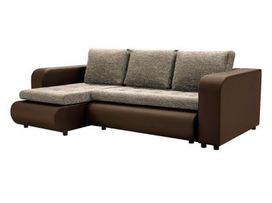 Mała kanapa rogowa do salonu z funkcją spania i modnymi bokami - DUERTO