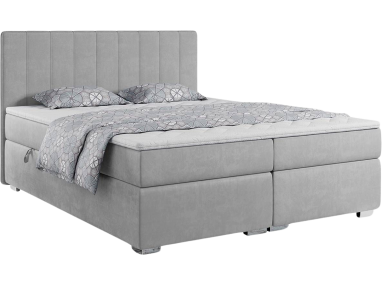 Podwójne łóżko kontynentalne z materacem i pionowym przeszyciem - ALLY 120x200 jasny szary