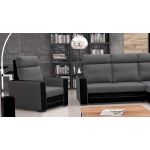 Nowoczesny szary fotel wypoczynkowy na sprężynach MARTESI z dwukolorową tapicerką