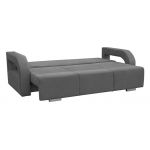 Rozkładana modna kanapa z funkcją spania, pojemnikiem na pościel i pufą AMARI fioletowa