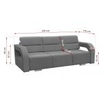 Rozkładana modna kanapa z funkcją spania, pojemnikiem na pościel i pufą AMARI fioletowa