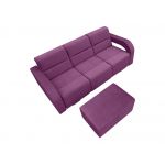 Rozkładana modna kanapa z funkcją spania, pojemnikiem na pościel i pufą AMARI fioletowa