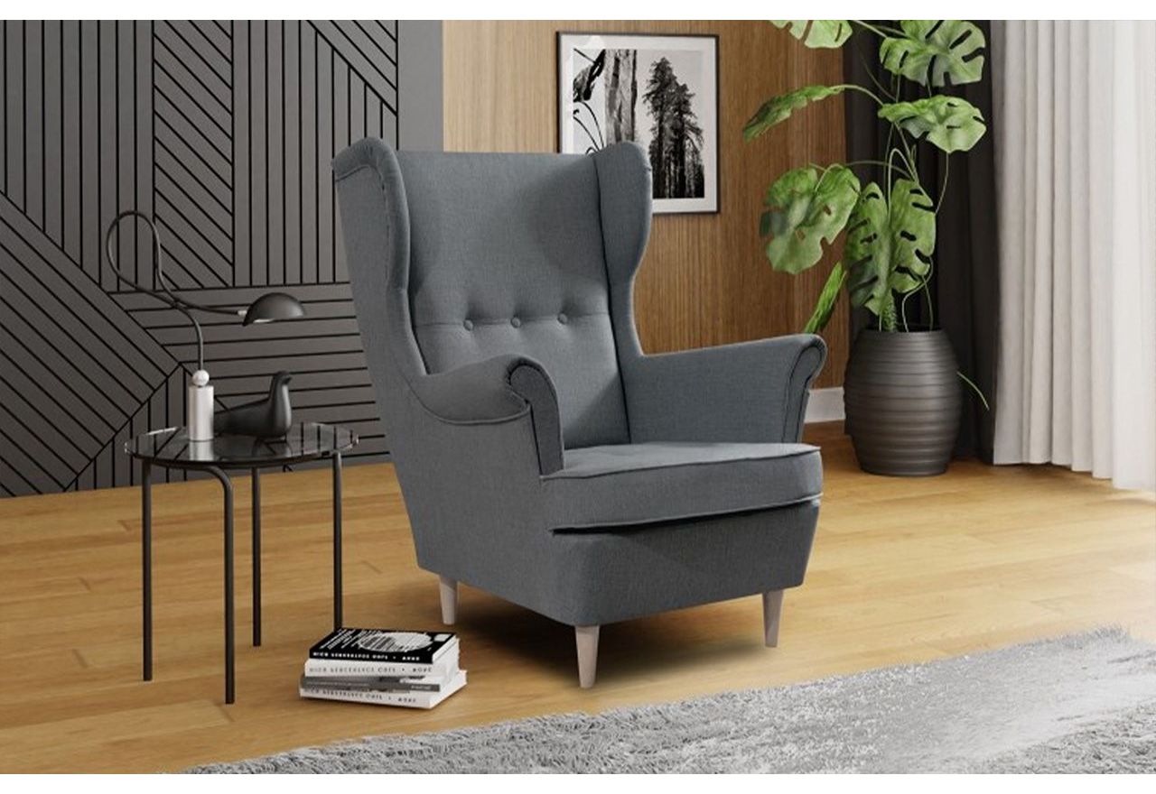 Wygodny fotel wypoczynkowy w stylu skandynawskim - OSTERIA szary