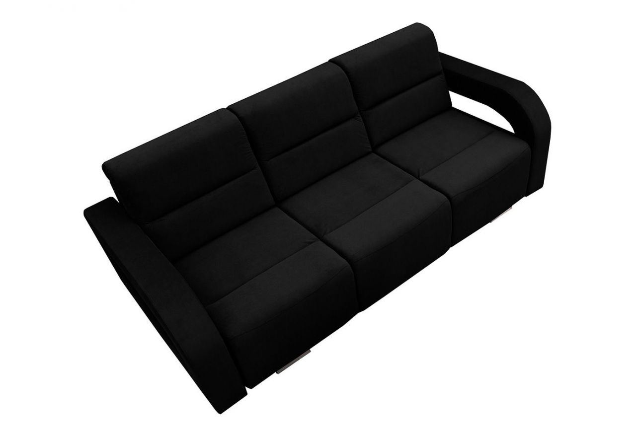 Elegancka nowoczesna czarna kanapa wypoczynkowa z pufą do salonu AMARI