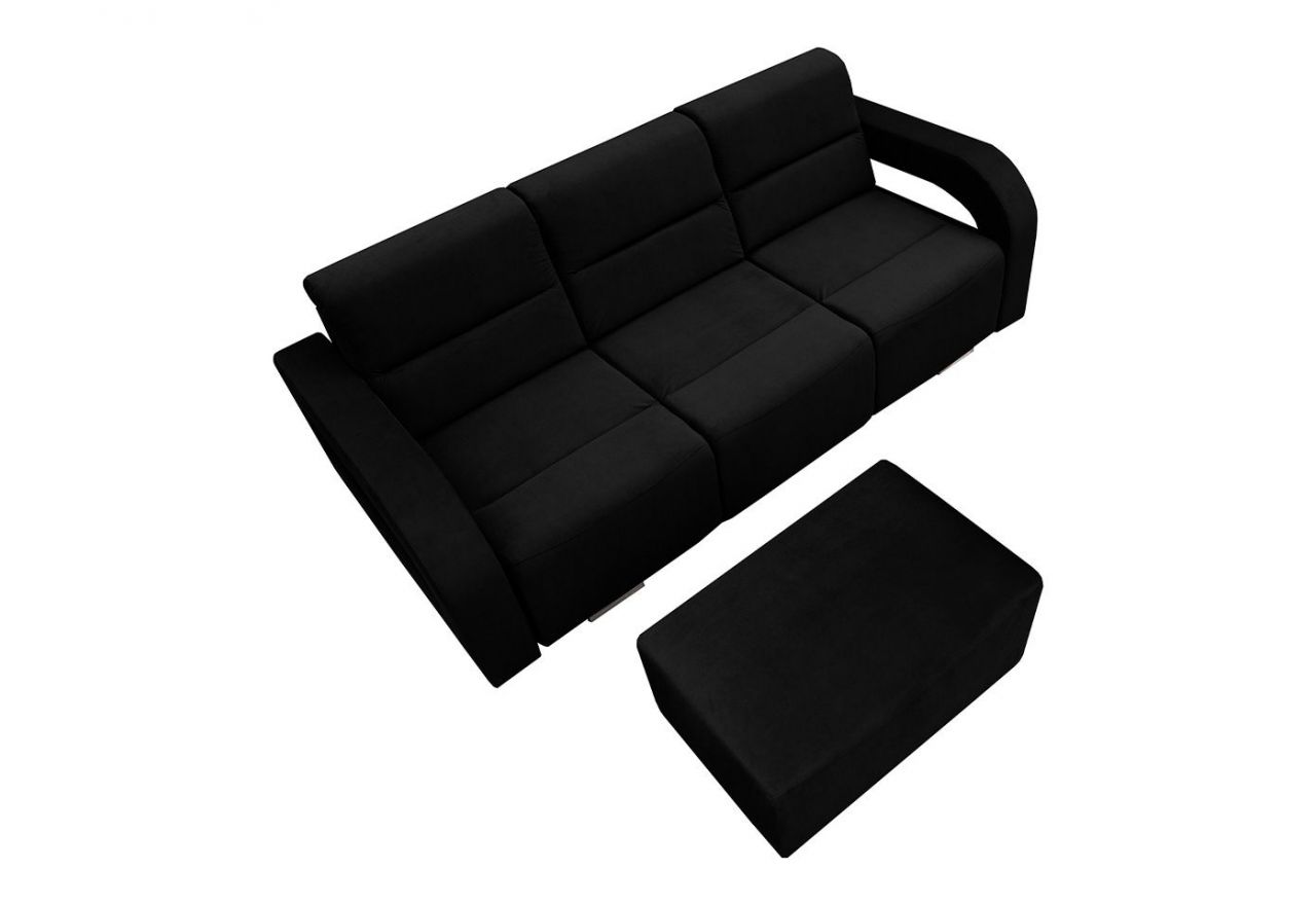 Elegancka nowoczesna czarna kanapa wypoczynkowa z pufą do salonu AMARI