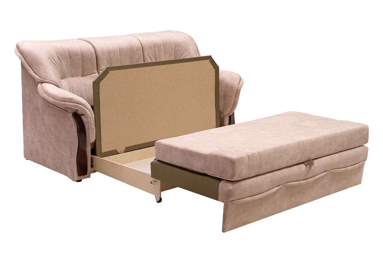 Klasyczna sofa w stylu retro ALBANETA wolnostojąca rozkładana z brązową tapicerką z ecoskóry