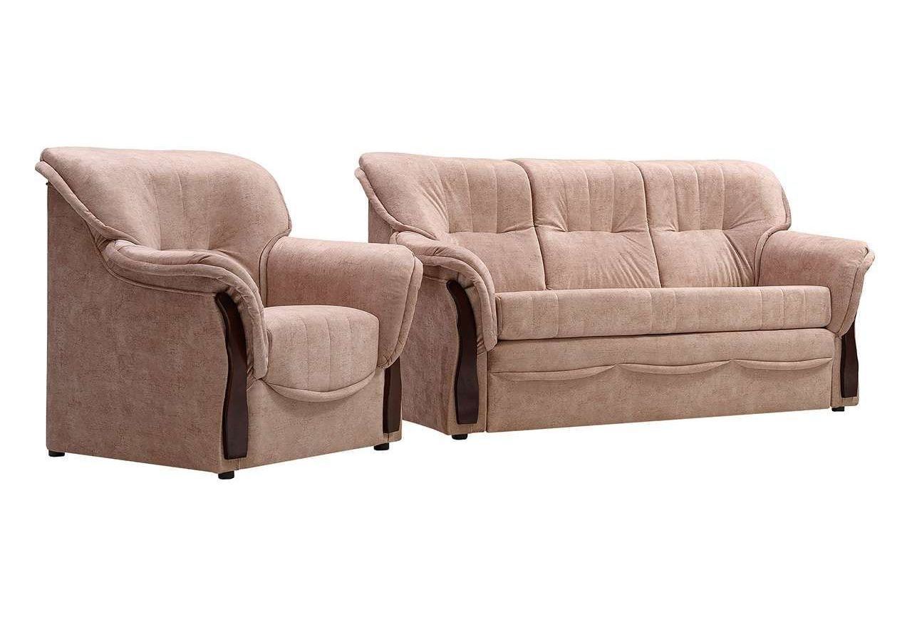 Klasyczna sofa w stylu retro ALBANETA wolnostojąca rozkładana z brązową tapicerką z ecoskóry