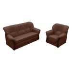 Klasyczna sofa w stylu retro ALBANETA wolnostojąca rozkładana z brązową tapicerką z ecoskóry