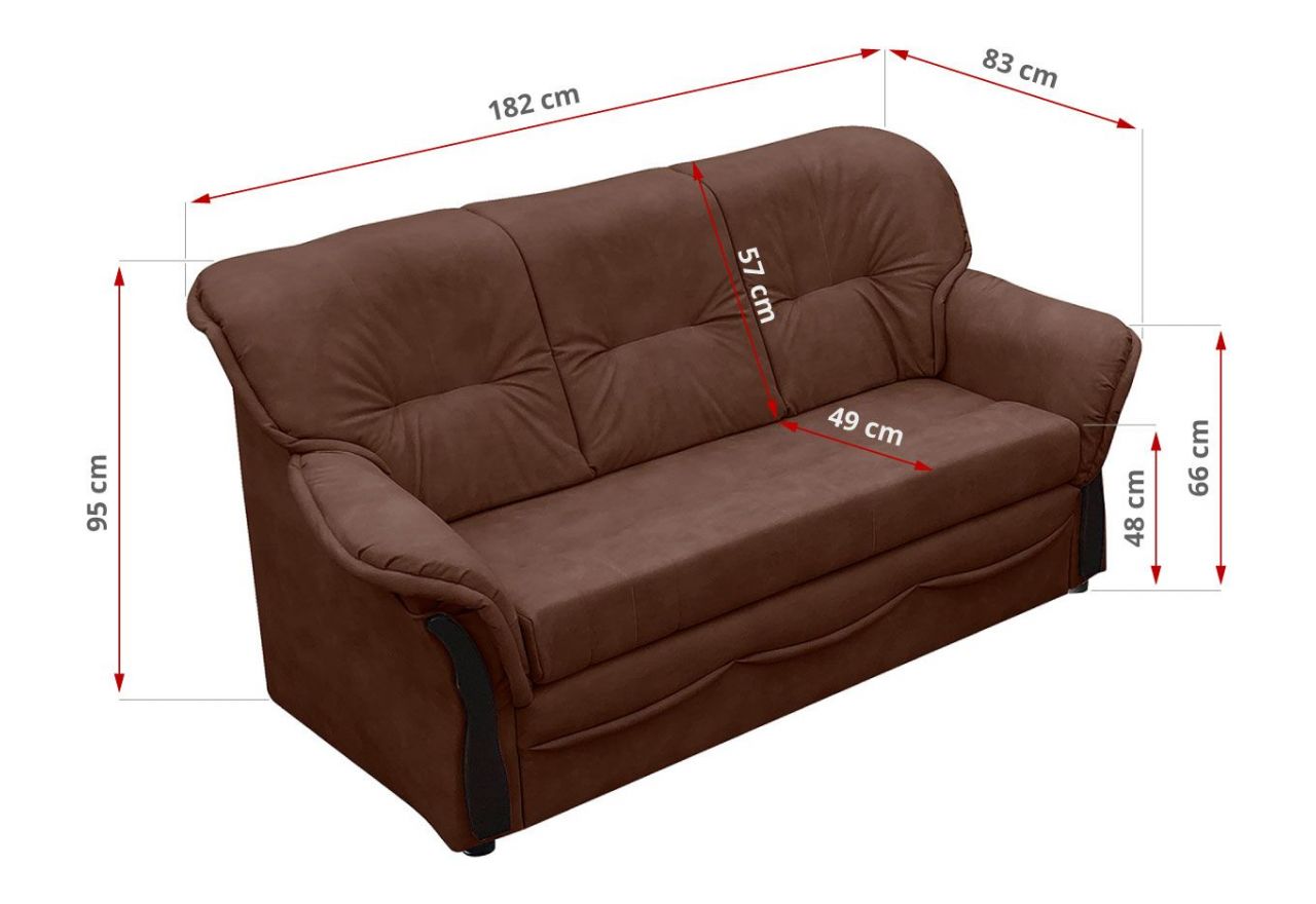 Klasyczna sofa w stylu retro ALBANETA wolnostojąca rozkładana z brązową tapicerką z ecoskóry