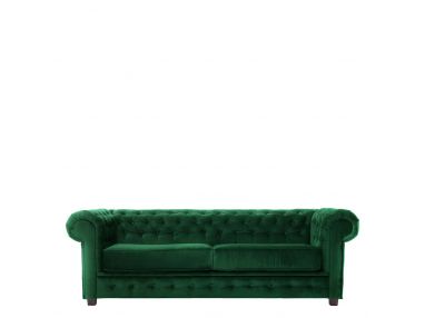 Nowoczesna sofa trzyosobowa, zielona, CHESTERFIELD do salonu w stylu angielskim