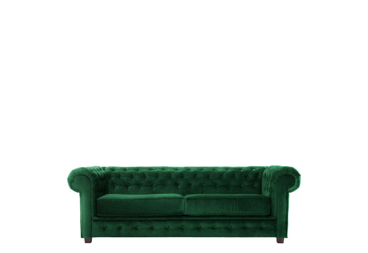 Nowoczesna sofa trzyosobowa, zielona, CHESTERFIELD do salonu w stylu angielskim